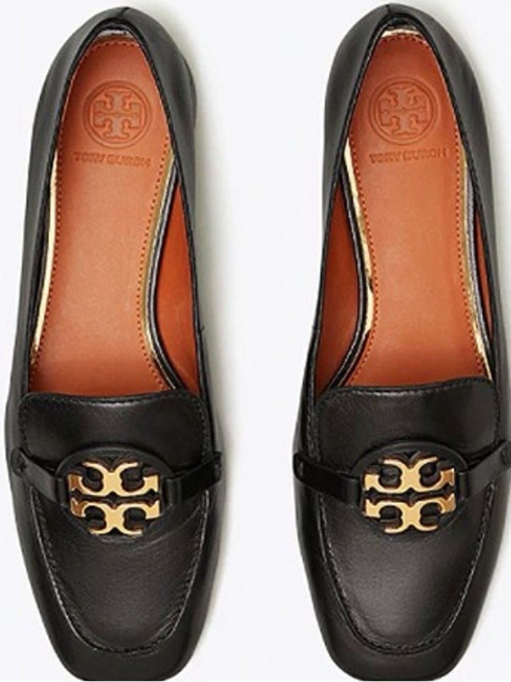 Tory Burch Metal Miller 15mm Loafer In Perfect Black Leather Gold Size 9
